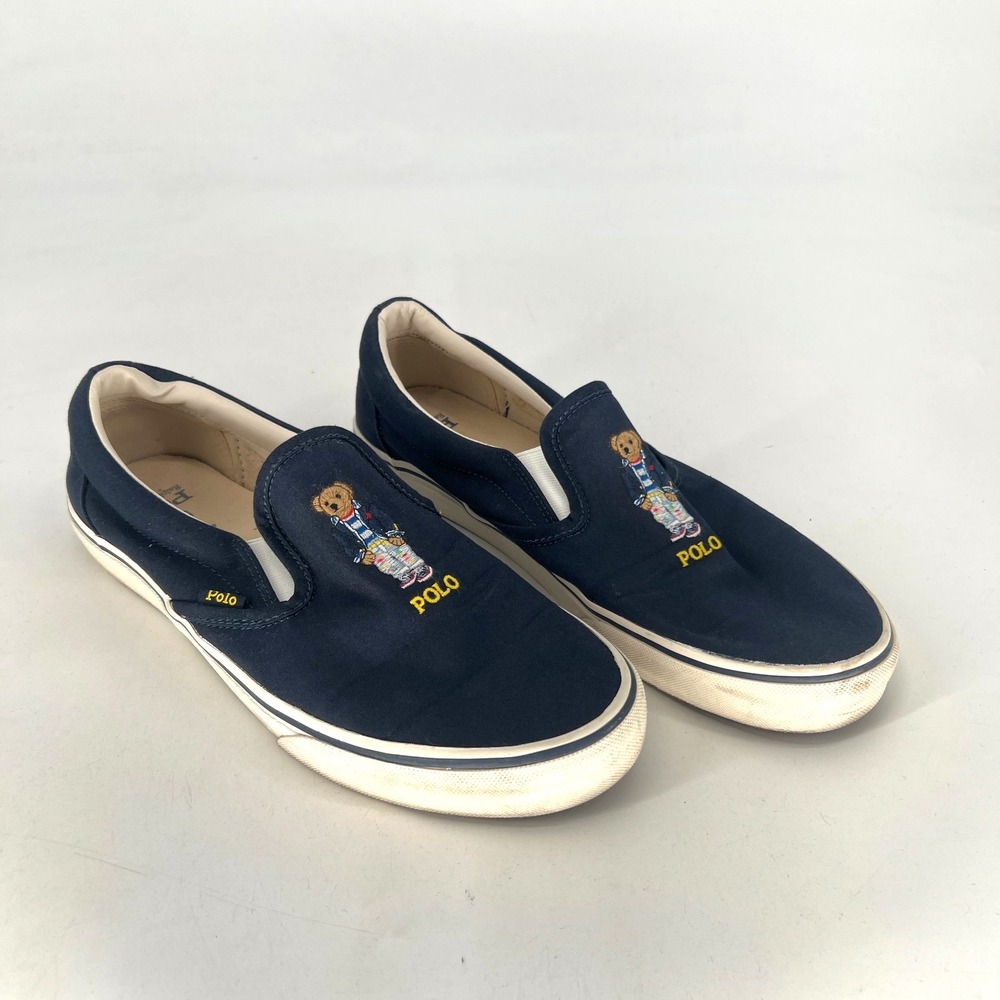Polo Ralph Lauren Keaton Slip On Sneakers Mens 11 Bear Embroidered Preppy